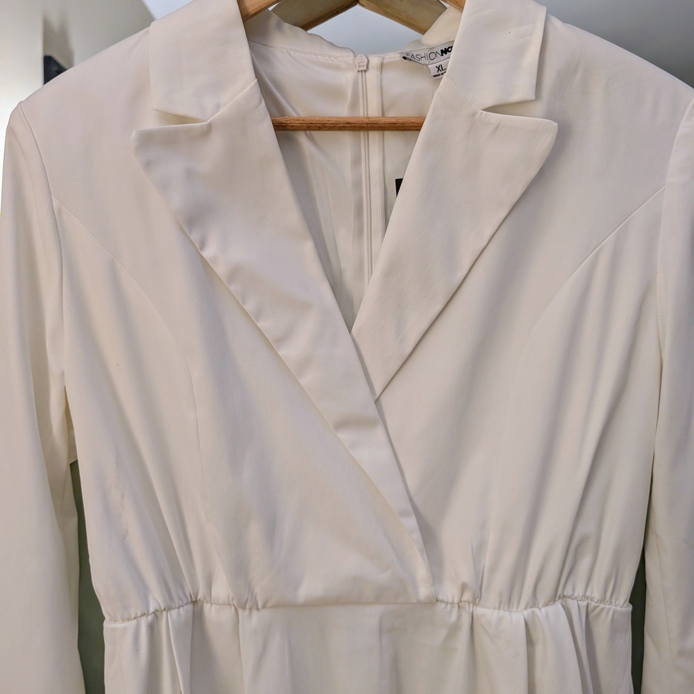Fashion Nova White Blazer Dress XL – Long Sleeve Business Casual Mini Dress NWT - Picture 4 of 9